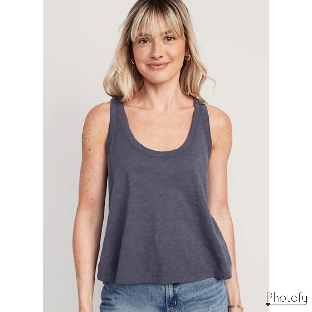 NWT Women's Old Navy 100% Cotton Sleeveless Tank Top - Dark Navy Blue